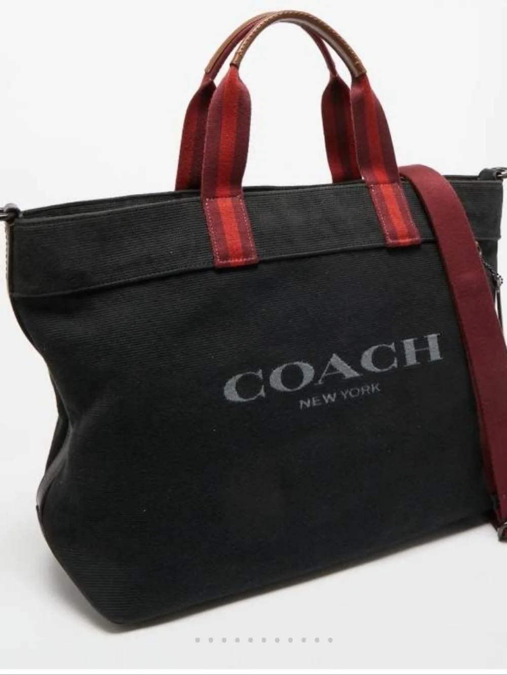 Coach Tote 38 in Olive Green Canvas and Leather - Picture 5 of 6